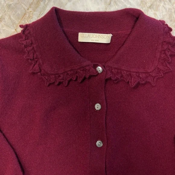 Ulla Johnson Kalila 100% Cashmere Cardigan Small | Malbec Luxury Designer Knit - Picture 5 of 9